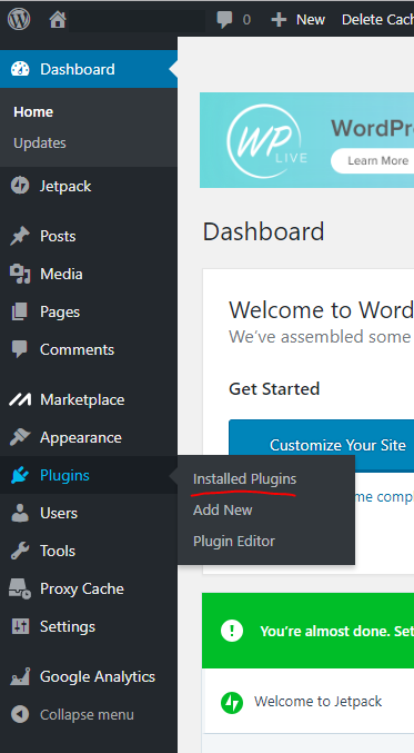 Installed Plugins Menu