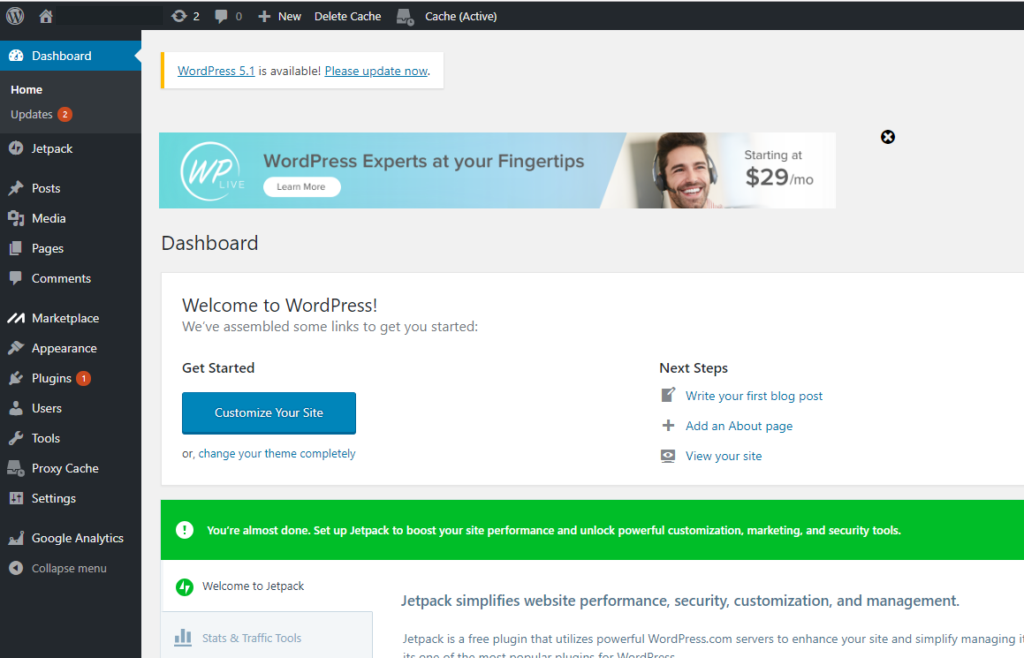 WordPress Admin Dashboard