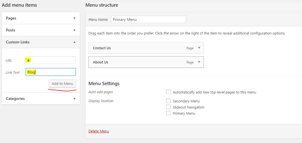 Add Blog to Menu