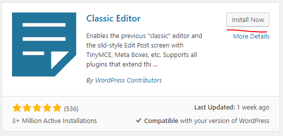 Classic Editor Plugin