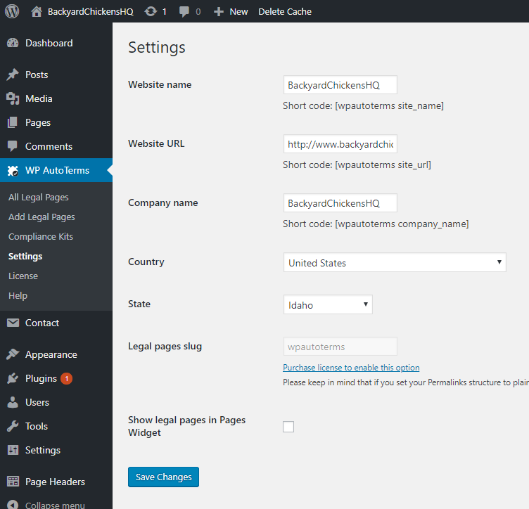 WP AutoTerms Settings